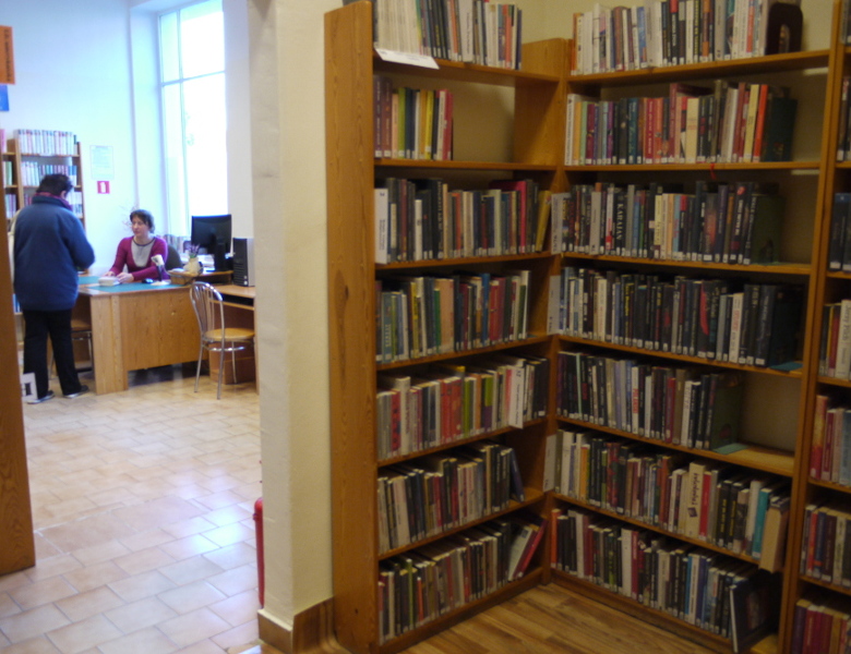 Mała sala z regałami
